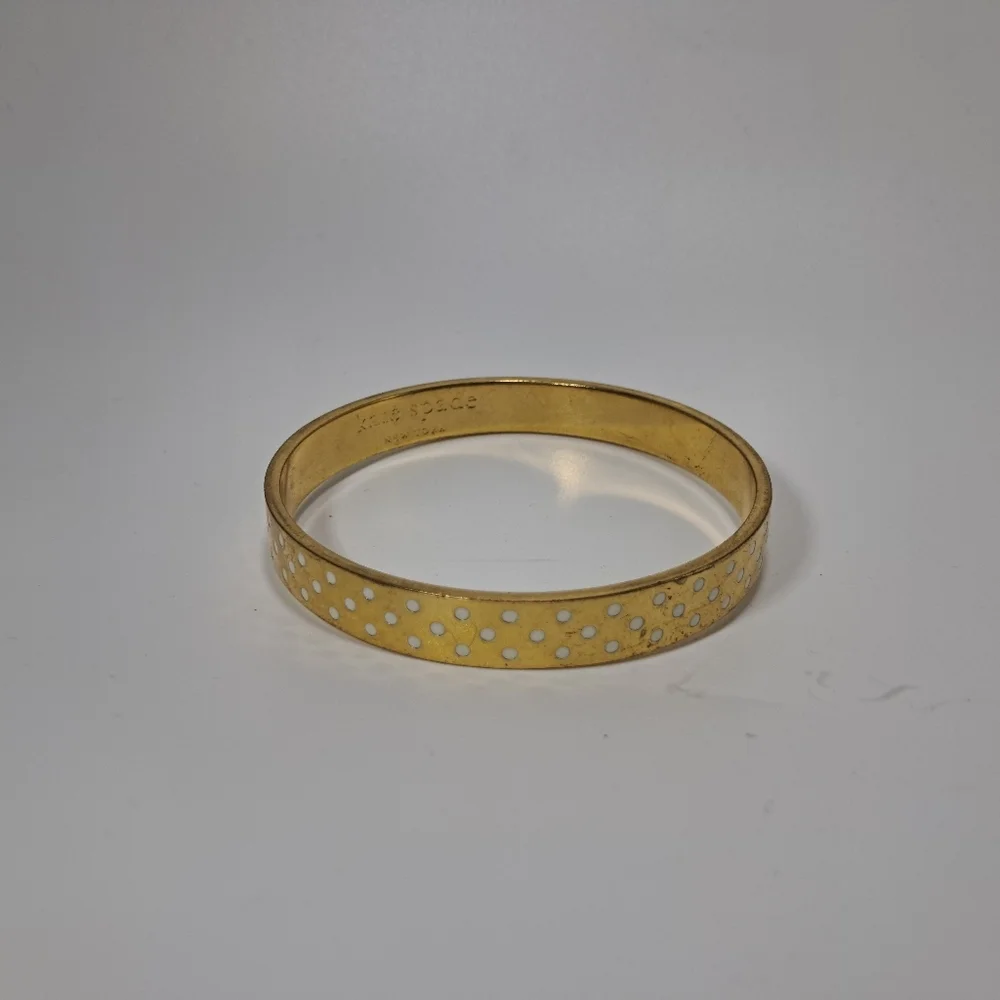 Kate Spade NY On The Dot Gold Tone Bangle Bracelet - Picture 8 of 9